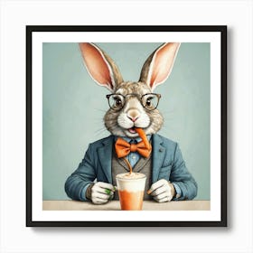 Rabbit With A Cup Of Coffee 2 Art Print