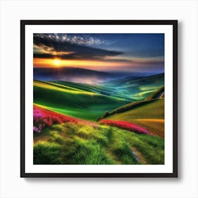 Sunset In The Hills 2 Art Print