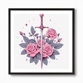 Roses And Sword Art Print