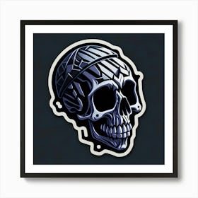 Skull Sticker With A Cap Silver (141) Art Print