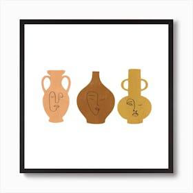Three Vases With Faces Art Print