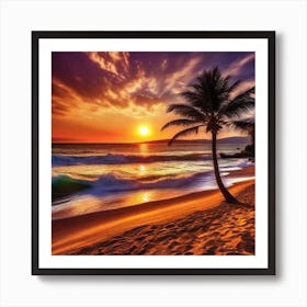 Sunset On The Beach 345 Art Print