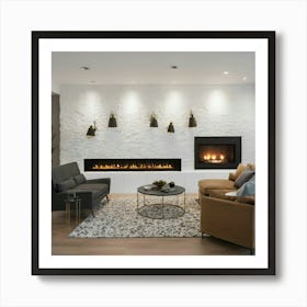Modern Living Room With Fireplace 31 Art Print