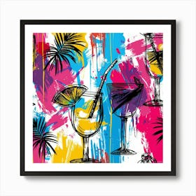 Seamless Pattern With Tropical Drinks 18 Art Print