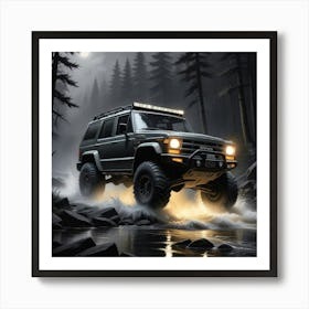 Jeep In The Woods Art Print