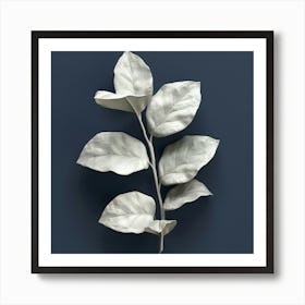 White Leaf 3d Model Art Print