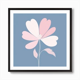 A White And Pink Flower In Minimalist Style Square Composition 426 Art Print