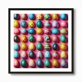 Eggs On Pink Background Art Print