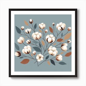 Cotton flowers branch 3 Art Print