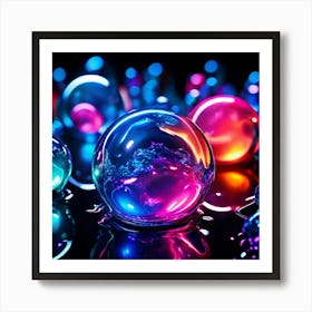 Glow Shapes Neon Bright Color 3d Fluid Bubbles Luminous Vibrant Vivid Radiant Flowing G (8) Art Print