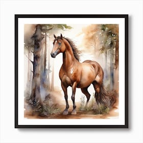 Painting of a beautiful brown horse Art Print