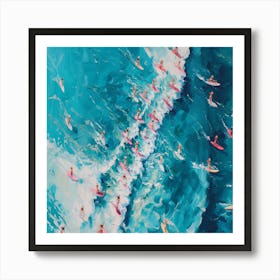 Surfers In The Ocean Art Print