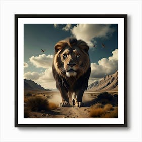 Lion In The Desert Art Print