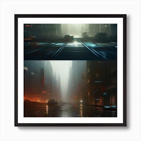 year 2040, big city with urban mobility Art Print