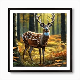 Deer In The Forest 122 Art Print