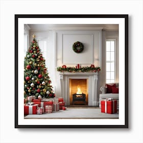 Christmas Tree In Living Room Art Print