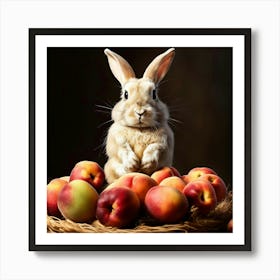 Rabbit With Peaches Art Print