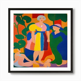 Woman And Two Children Art Print