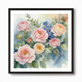 Watercolor Roses Art Print Art Print