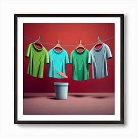 Clothes Hanging from laundry Art Print