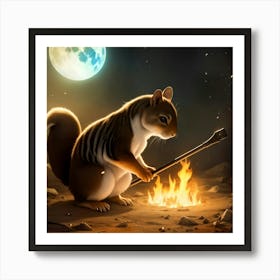 Squirrel With A Stick Art Print