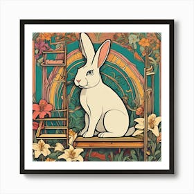 Rabbit On A Ladder Art Print