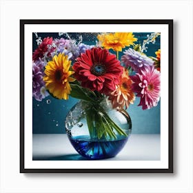 Colorful Flowers In A Vase 29 Art Print