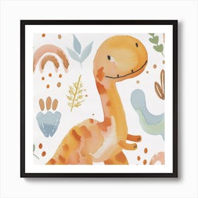 Cute Muted Pastels Baryonyx Dinosaur  2 Art Print