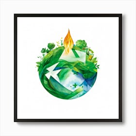 An Abstract Digital Illustration Of The Earth Enveloped In A Spectrum Of Green Hues Embodying Susta (1) Art Print