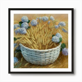 Hydrangeas In A Basket 1 Art Print