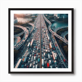 Traffic Jam In Singapore Art Print