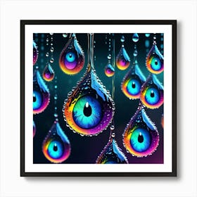 Rainbow Drops with Eyes Art Print