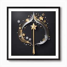 Christmas magic Wand Vector Illustration Art Print