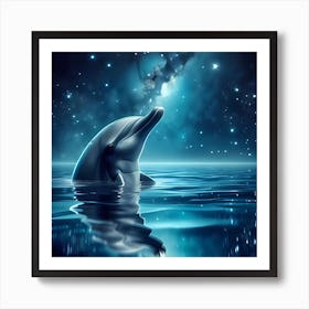 Dolphin looking up at Stars Art Print