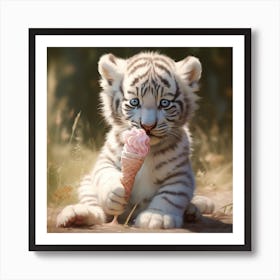 Tiger Cub with Ice Cream Cone Art Print