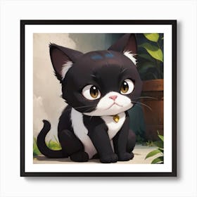 Black And White Cat Art Print