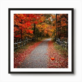 A Crisp American Autumn Scene Unfolds Embodying The Quiet Beauty Of A Fall Nature Trail Transitioni (2) Art Print