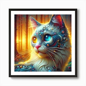 Feline Cat Creative Artwork Illustration 128 Art Print