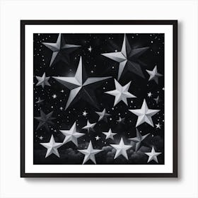 Black and White Stars In The Sky Art Print