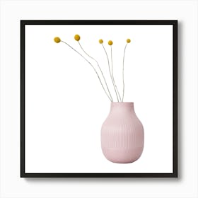 Pink Vase With Yellow Flowers Art Print