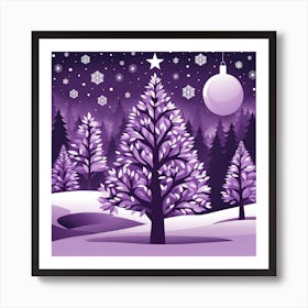 Purple Christmas Night, Christmas concept art, Christmas vector art, Vector Art, Christmas art, Christmas, purple night Art Print