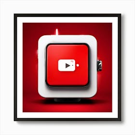 Youtube Video Streaming Platform Media Content Icon Logo Red Play Watch Channel Subscrib (3) Art Print