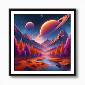 Saturn Landscape Art Print