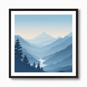 Misty mountains background in blue tone 83 Art Print