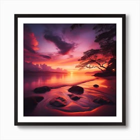 Sunset On The Beach Art Print