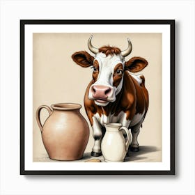 Cow And Jug Art Print