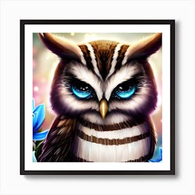 Owl With Blue Eyes 19 Art Print