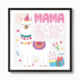 Hot Trend Mama Llama Mom Of The Birthday Llama Birthday Theme Art Print