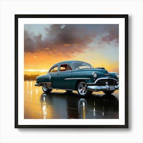 Blue Custom Car Classic In Oils 1 Art Print