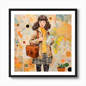 Abstract Girl Doing Shopping Art Print